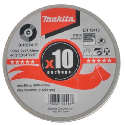 Picture of Makita Type 41 Standard Flat Inox Cutting Disc (115mm x 1mm x 22mm) - Pack 10