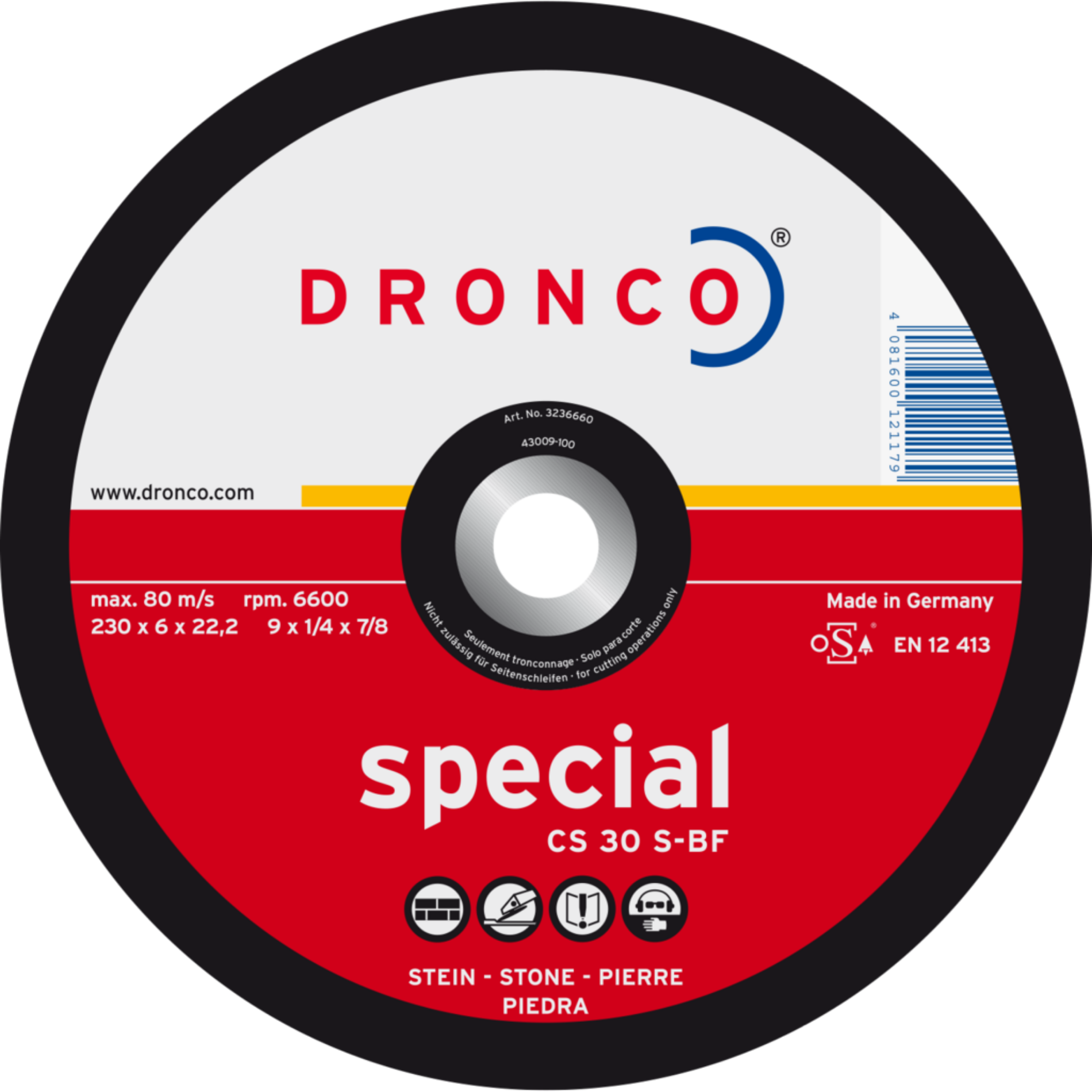 Picture of Osborn CS30 S Stone Grinding Disc DPC 125mm X 6.4mm X 22.23mm