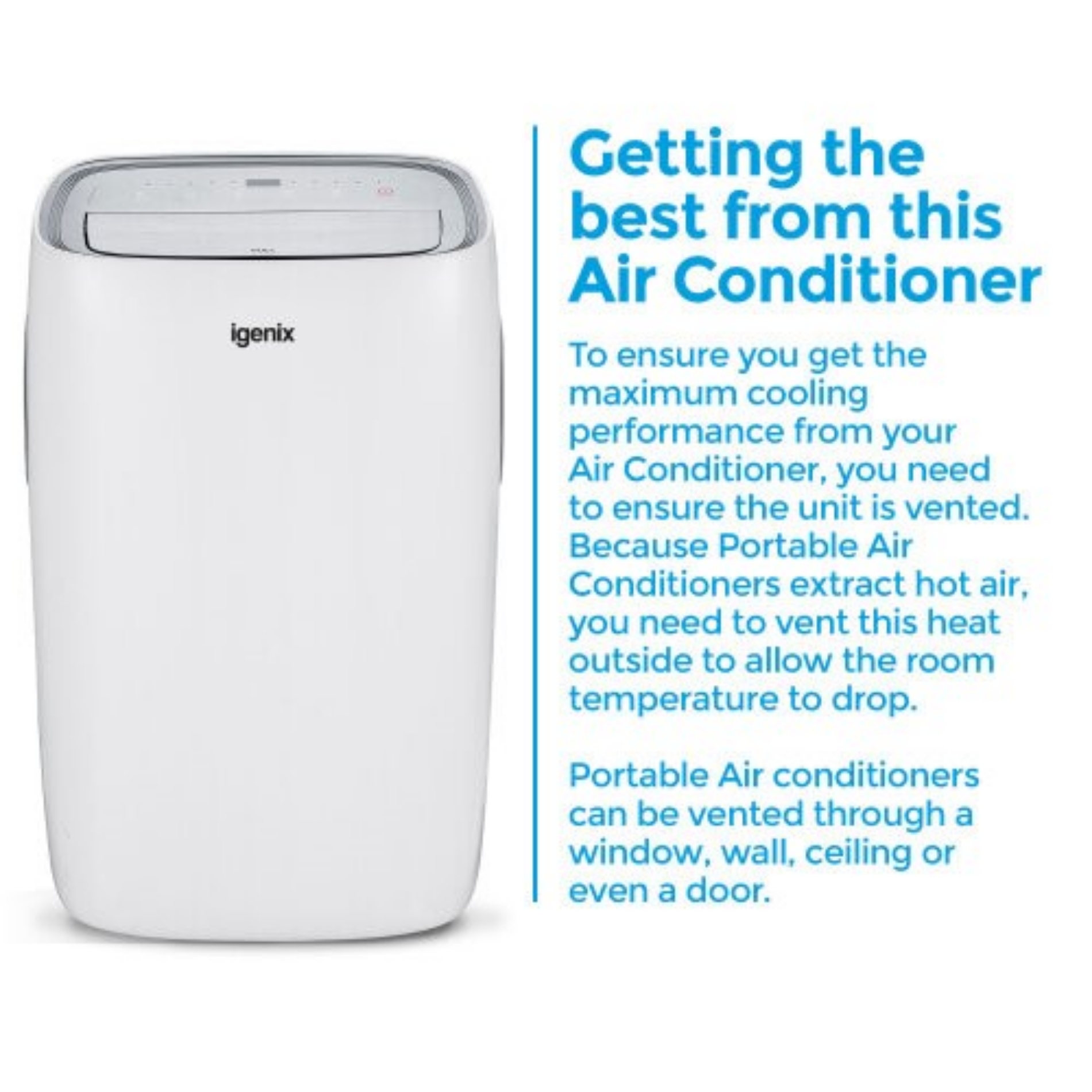 Igenix IG9919 2.5kW 4-in-1 Portable Air Conditioning Unit | Sunbelt Sales