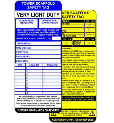 Picture of Centurion Tower Scaffold Safety Tag Inserts 