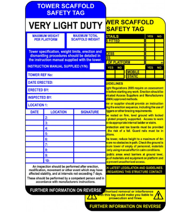 Picture of Centurion Tower Scaffold Safety Tag Inserts