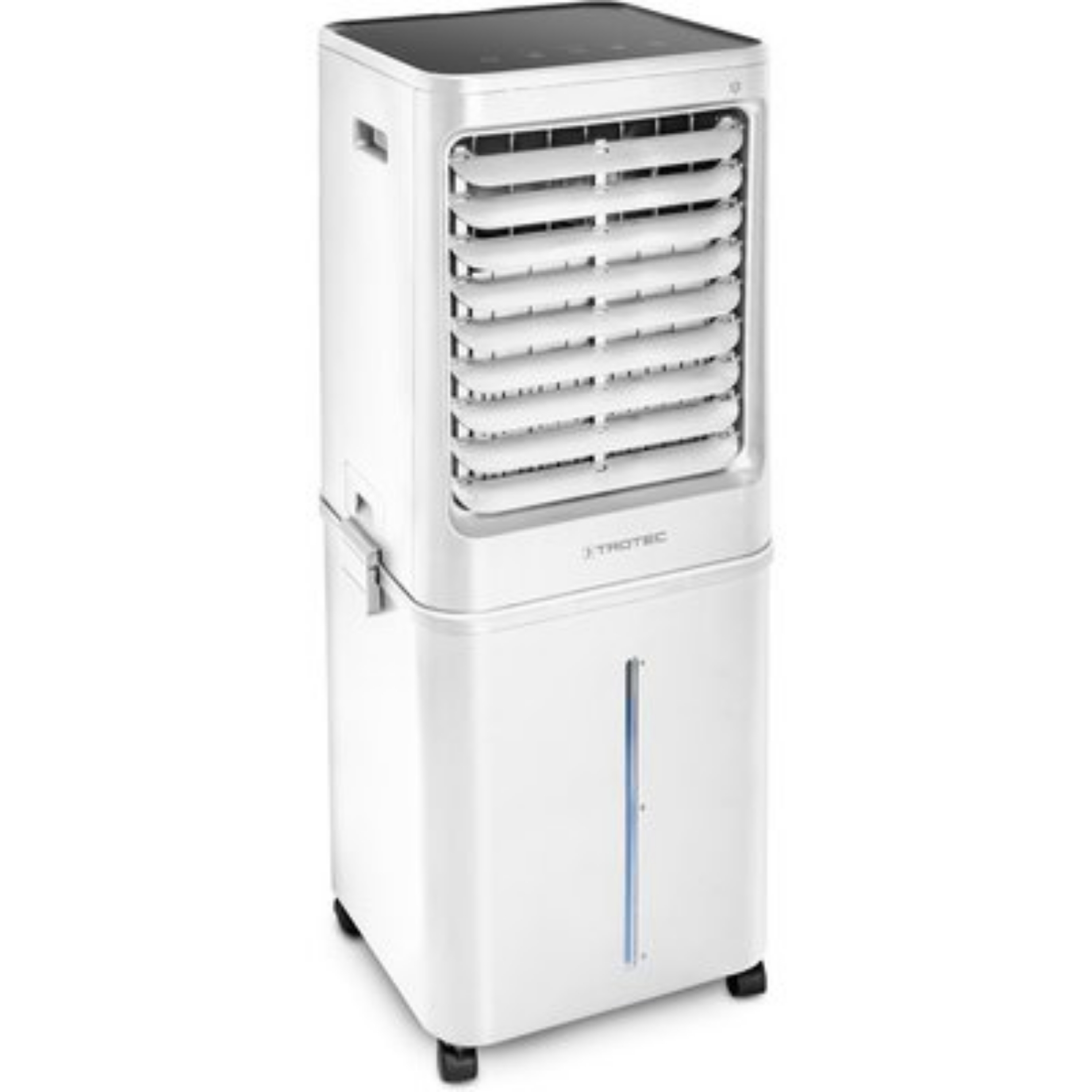 Evaporative air sales cooler with dehumidifier