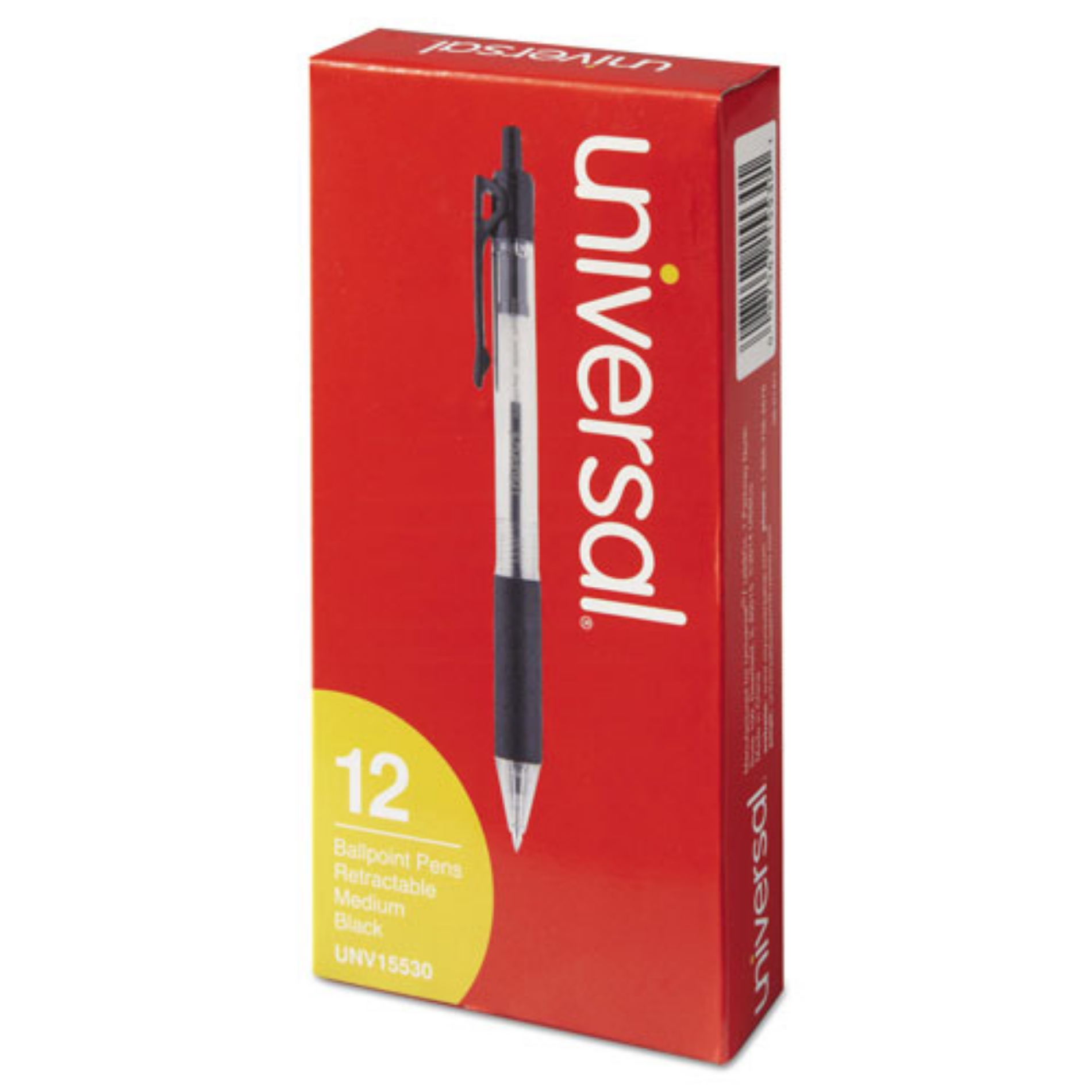 Picture of Retractable Medium Ball Point Pens - Black (Pack 12)